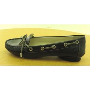 Womens GEOX Respira Black Leather Slip On Boat Shoes Loafers Flats Size 6.5 NWOT